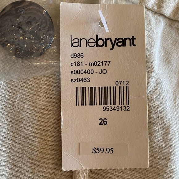 Lane Bryant Linen SZ 26 Totally Cropped Pants Cargo Pockets NEW - Picture 12 of 15